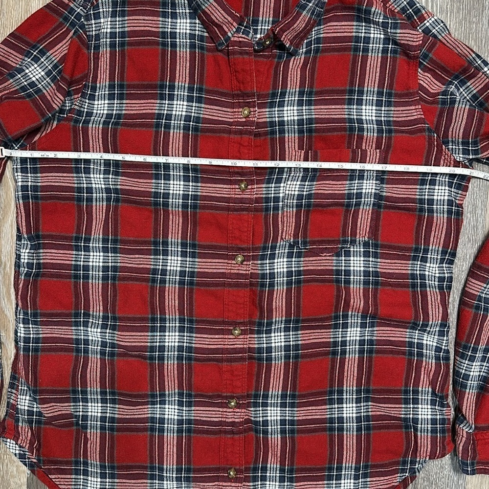 Abercrombie & Fitch Flannel Shirt Red & Blue Plaid Size Large - Picture 9 of 11